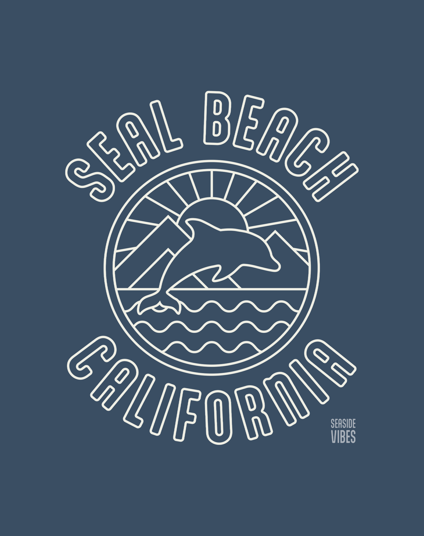 Unisex: Seal Beach Dolphin Sunrise Tee - 100% Cotton | Midnight