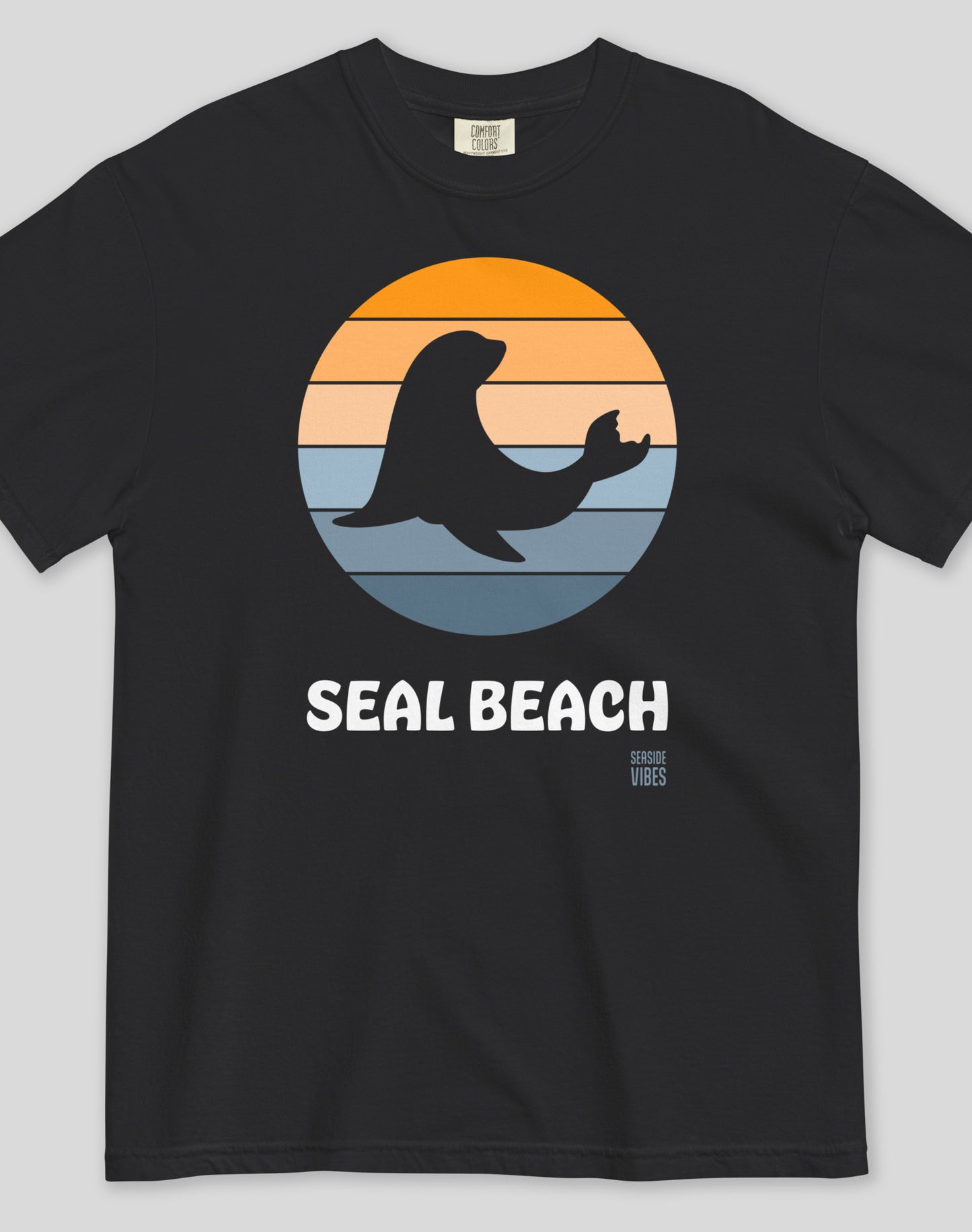 Unisex: Seal Beach Sunset Tee- 100% Cotton | Black