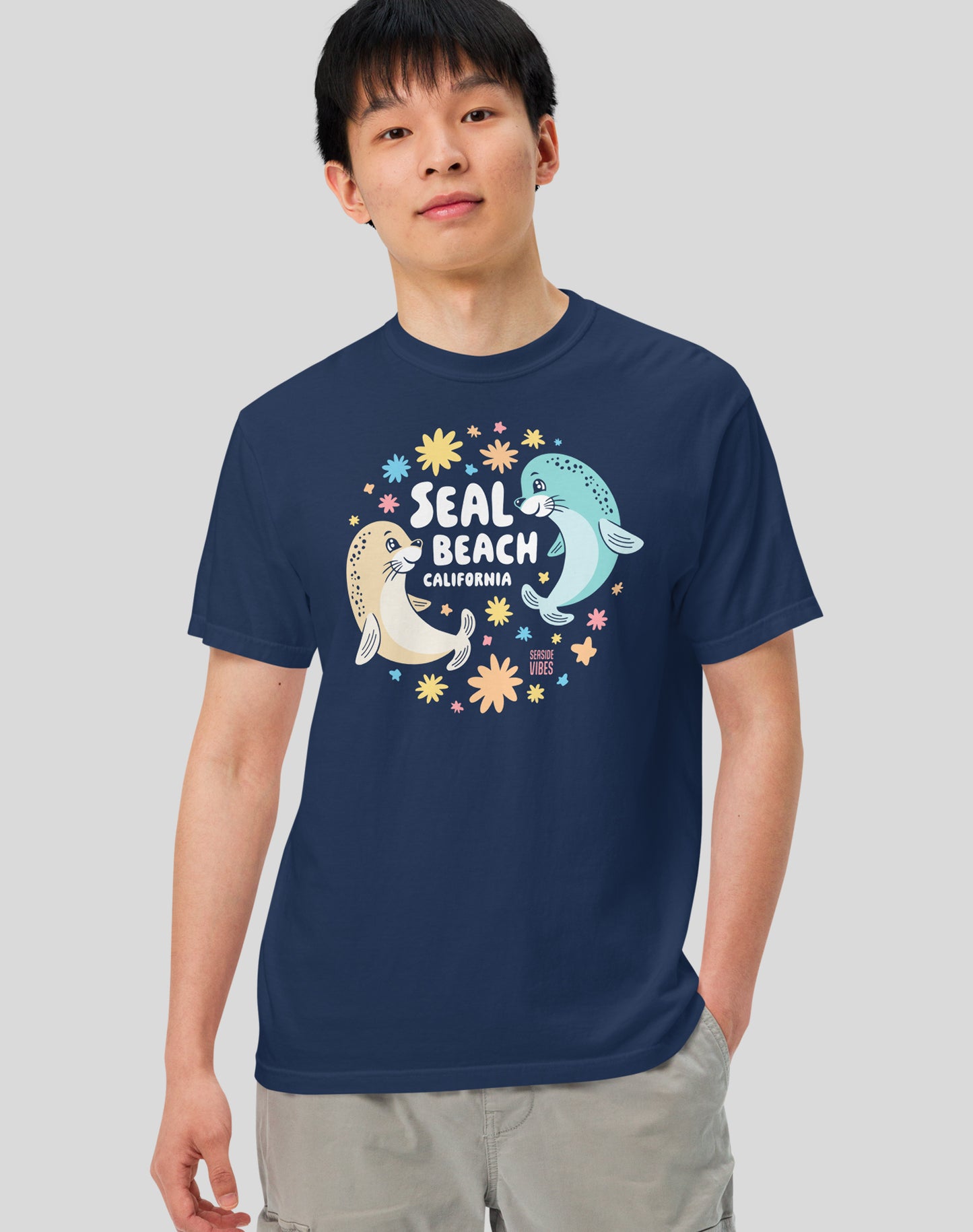 Unisex: Seal Beach Bliss Tee - 100% Cotton | True Navy