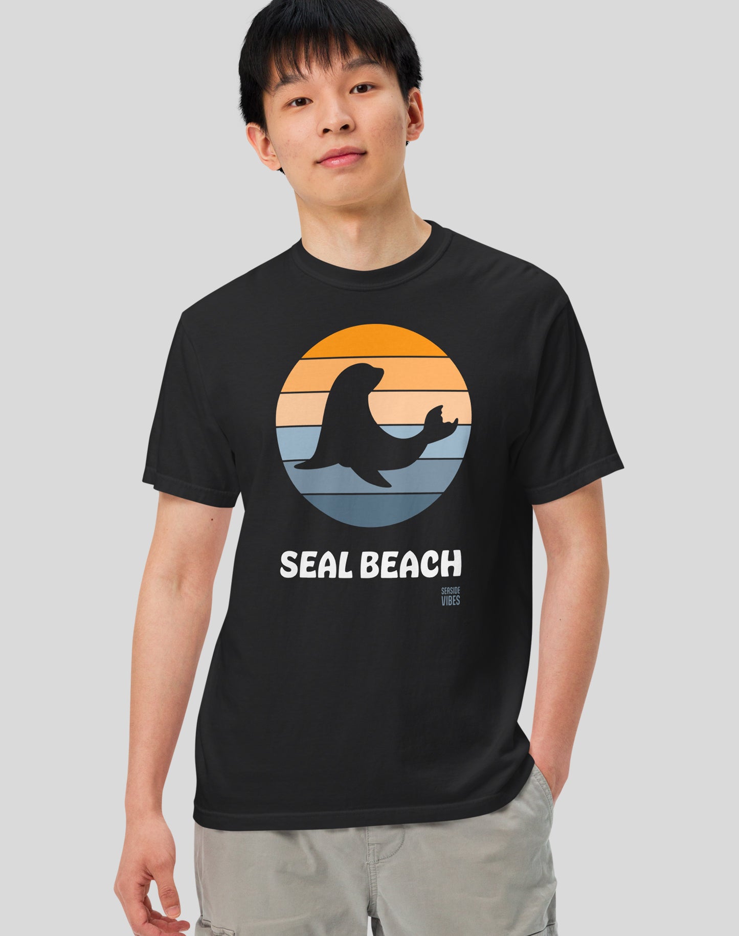 Unisex: Seal Beach Sunset Tee- 100% Cotton | Black