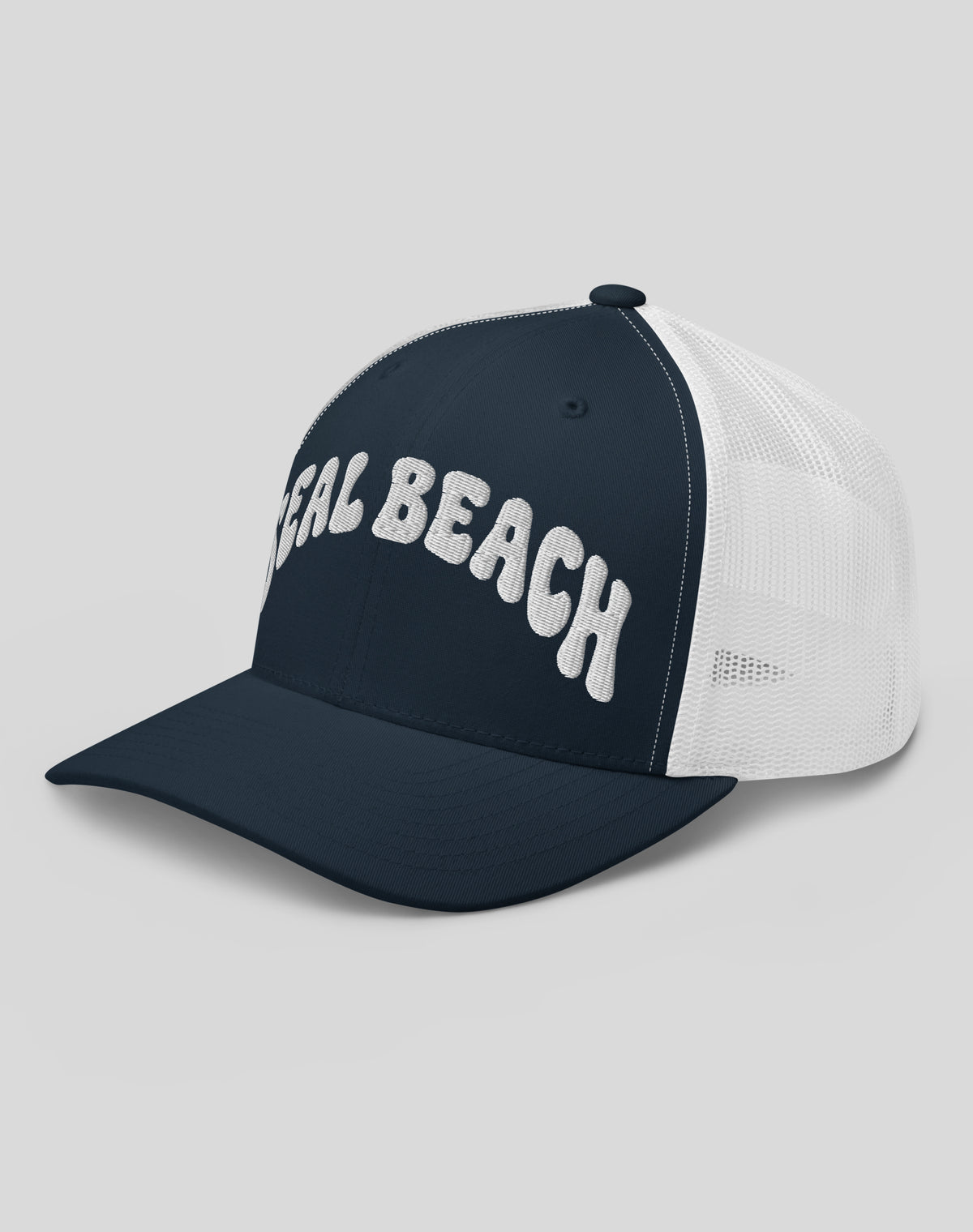 Seal Beach Groovy Trucker Hat - Navy/White