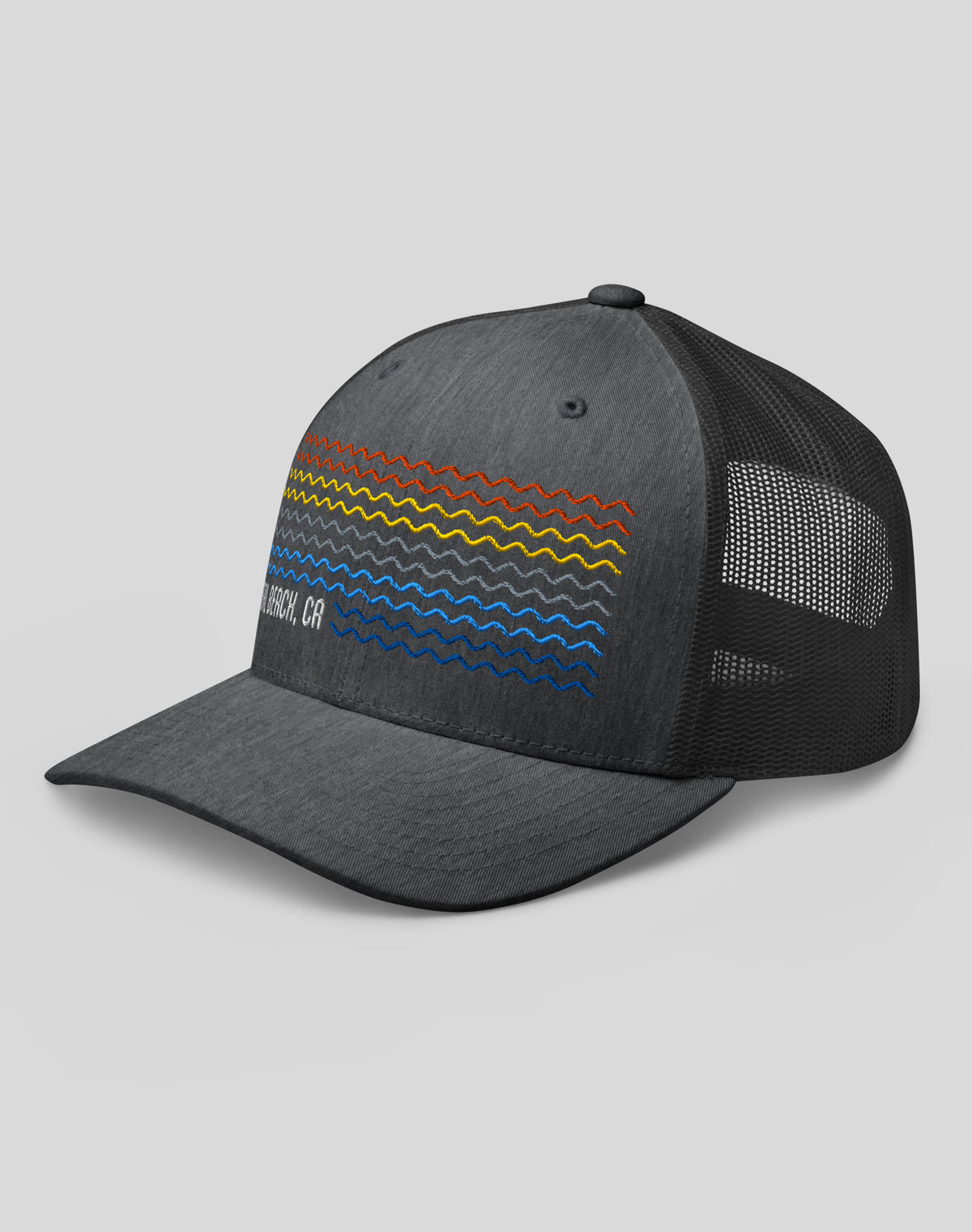 Seal Beach Sunset Waves Trucker Hat - Dark Heather Grey
