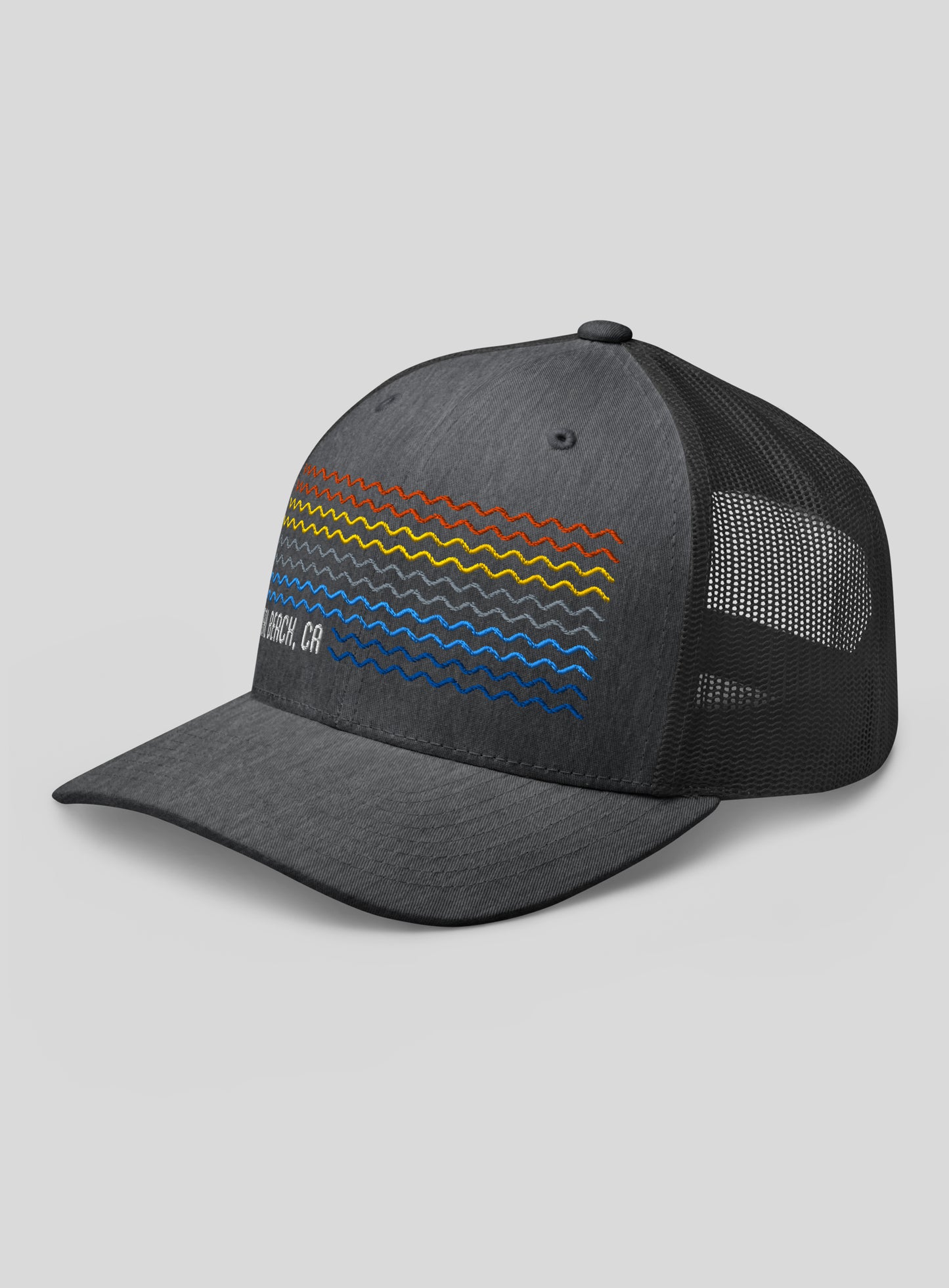 Seal Beach Sunset Waves Trucker Hat - Dark Heather Grey