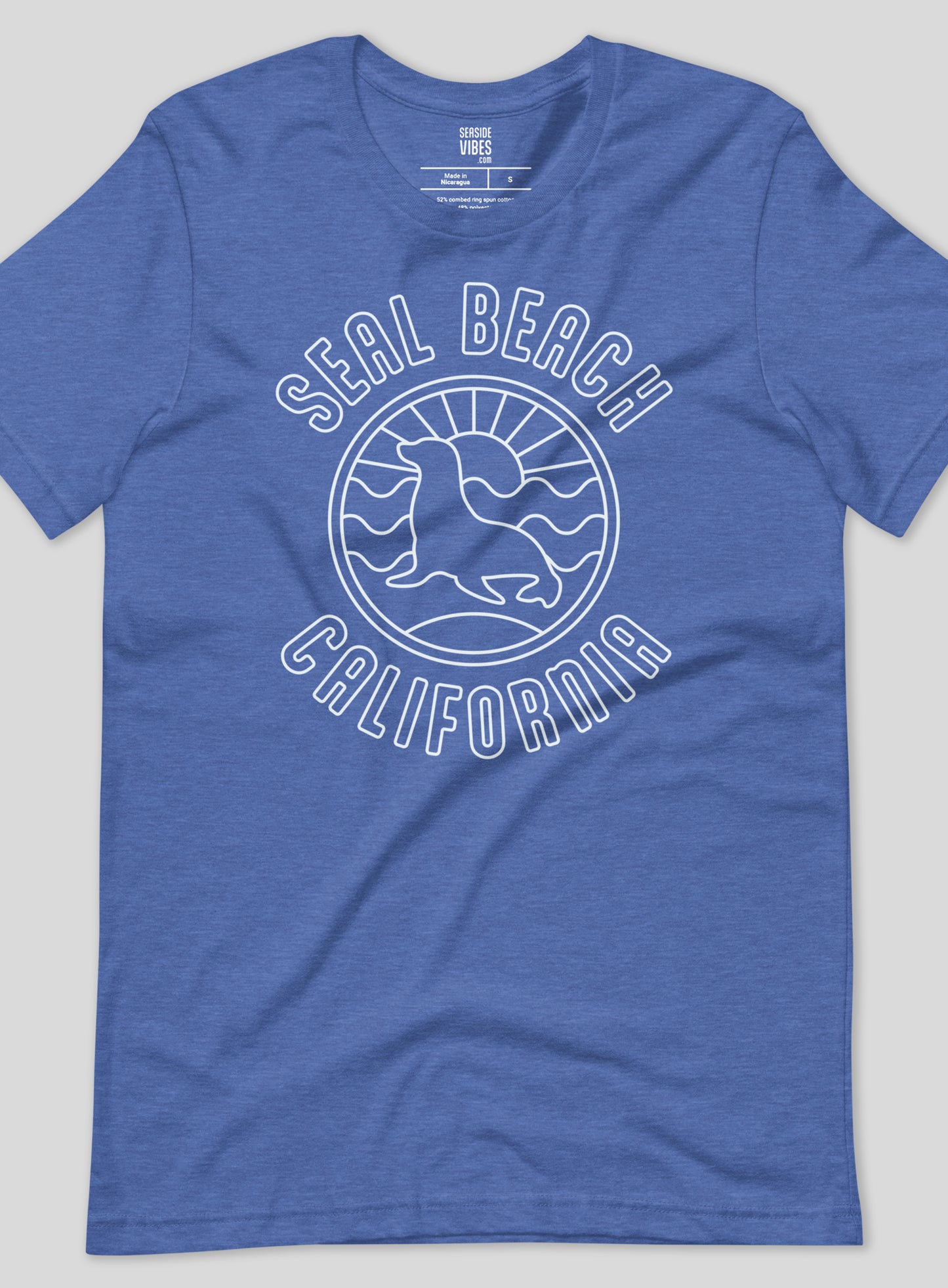 Unisex: Seal Beach Shoreline Tee - Heather True Royal