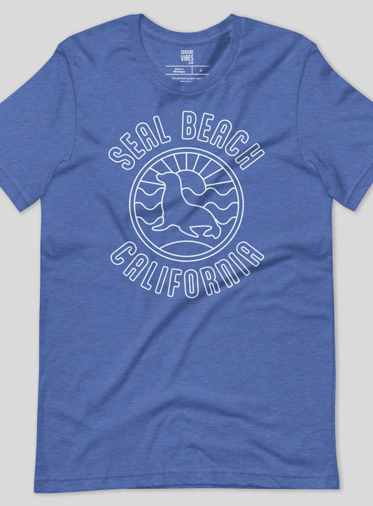 Unisex: Seal Beach Shoreline Tee - Heather True Royal