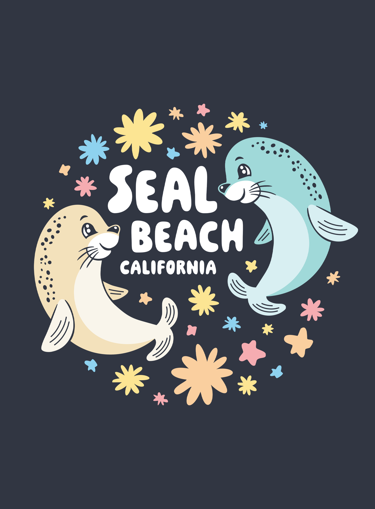 Unisex: Seal Beach Bliss Tee - Heather Navy