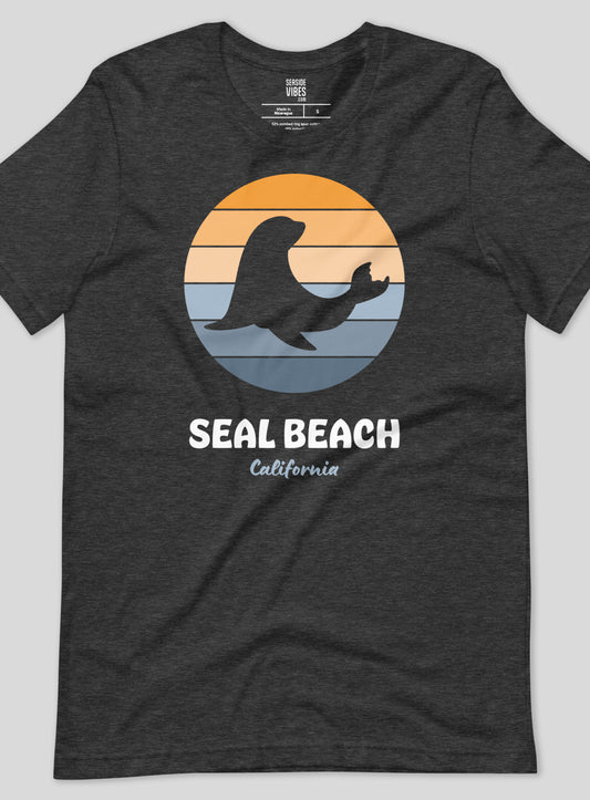 Unisex: Seal Beach Sunset Tee - Dark Grey Heather