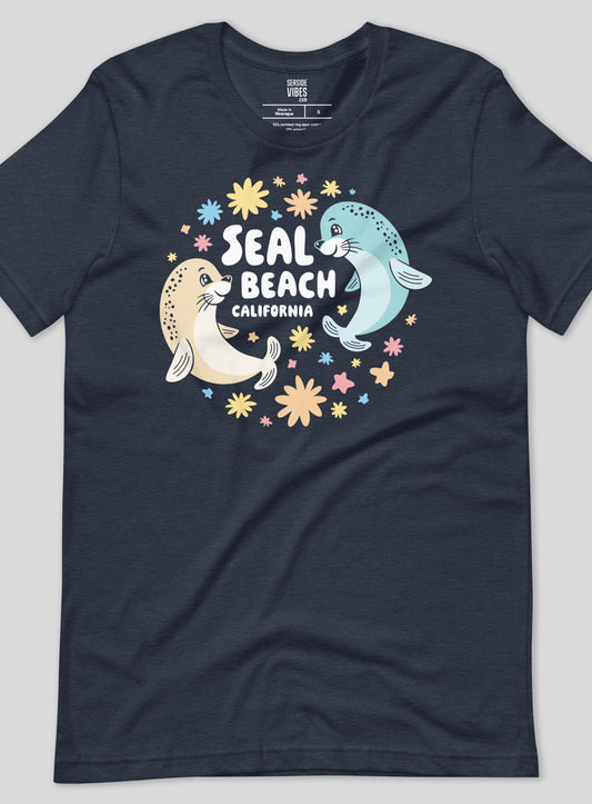 Unisex: Seal Beach Bliss Tee - Heather Navy