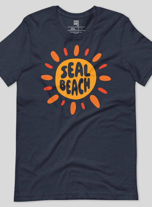 Unisex: Seal Beach Sunburst Tee - Heather Navy