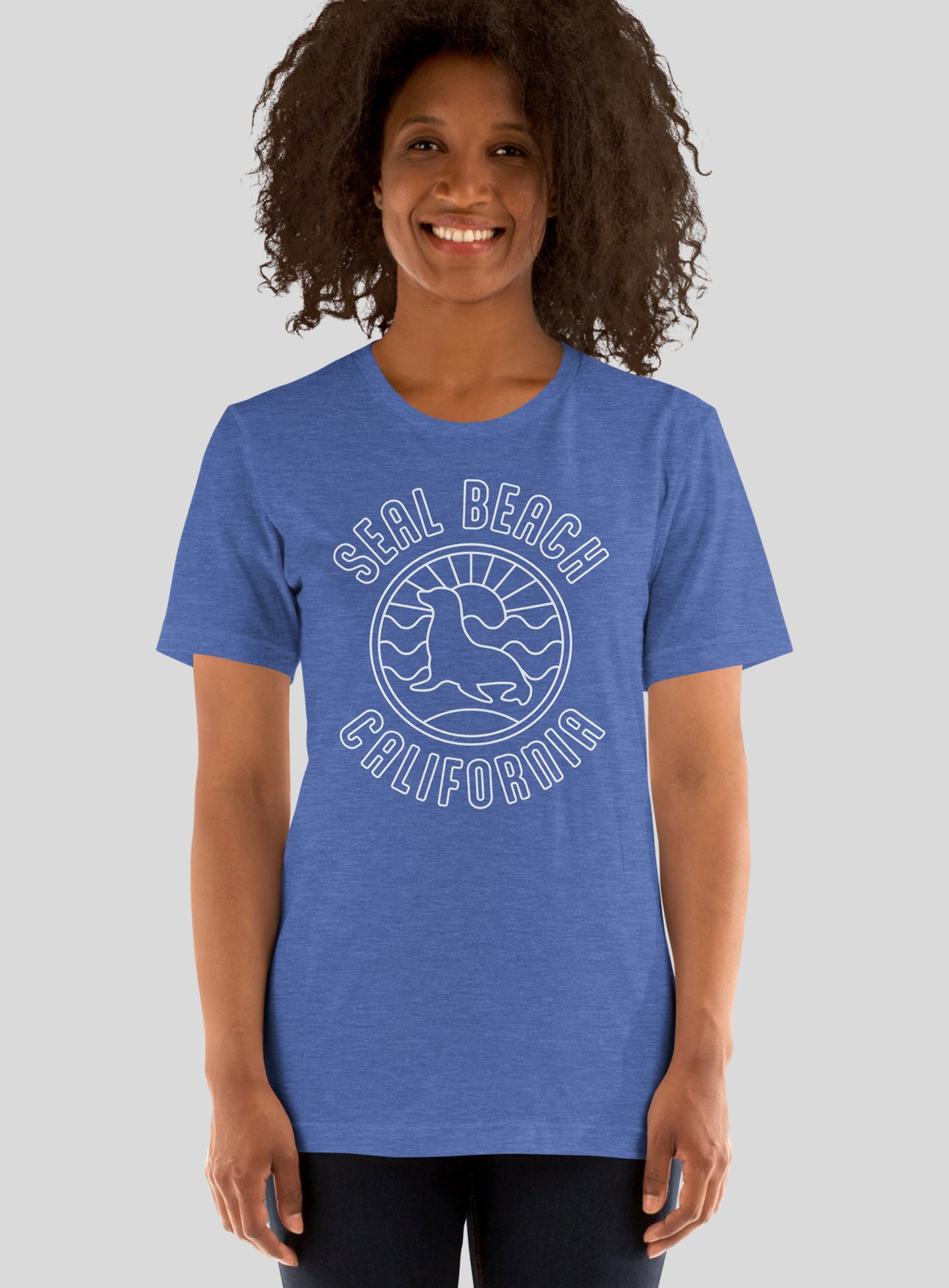 Unisex: Seal Beach Shoreline Tee - Heather True Royal