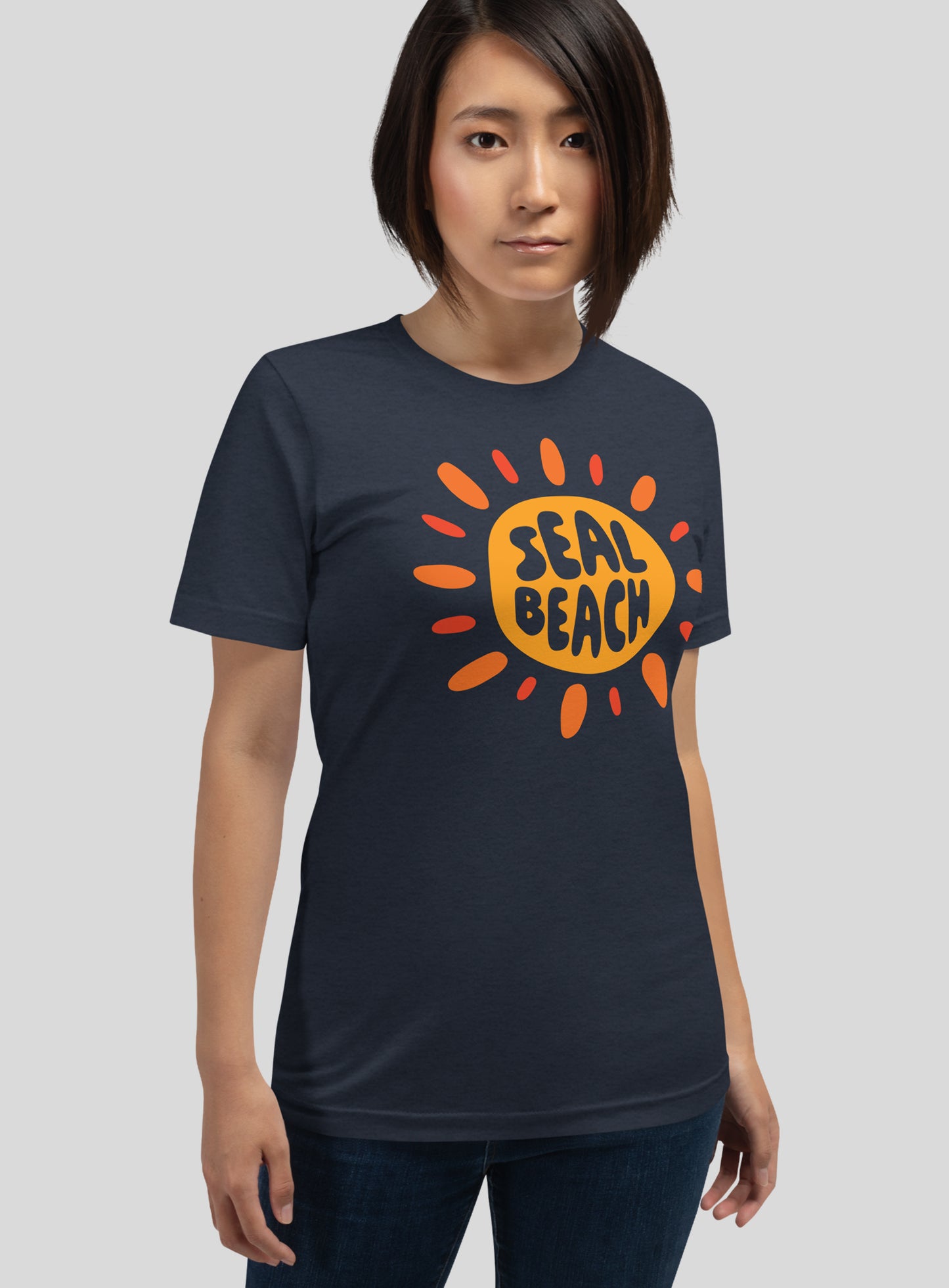 Unisex: Seal Beach Sunburst Tee - Heather Navy