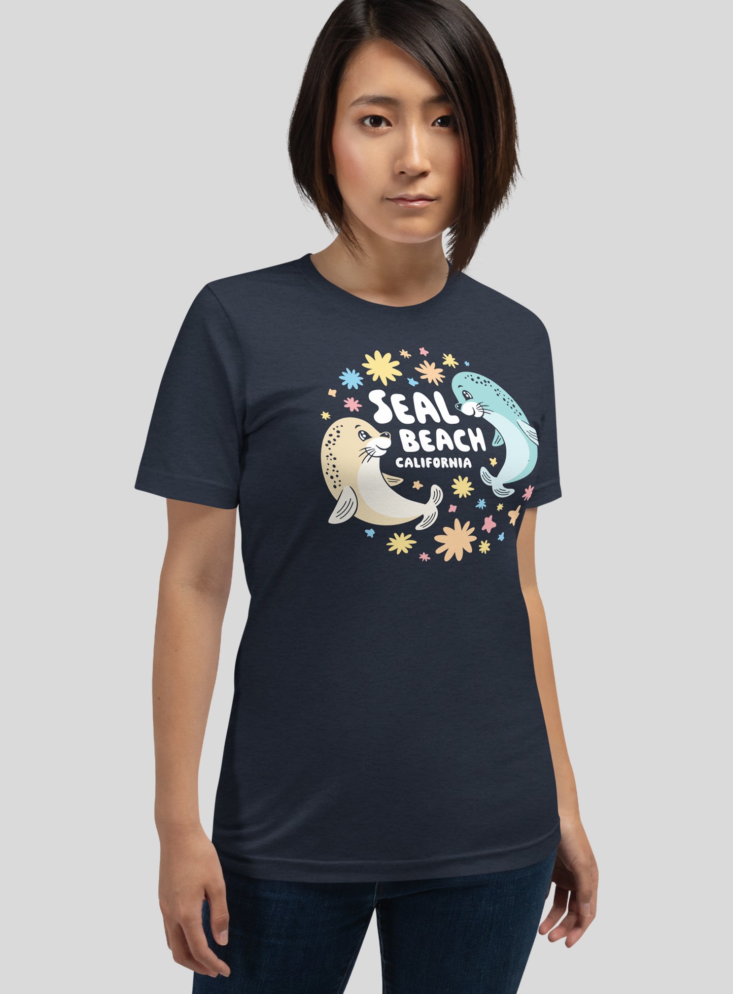 Unisex: Seal Beach Bliss Tee - Heather Navy