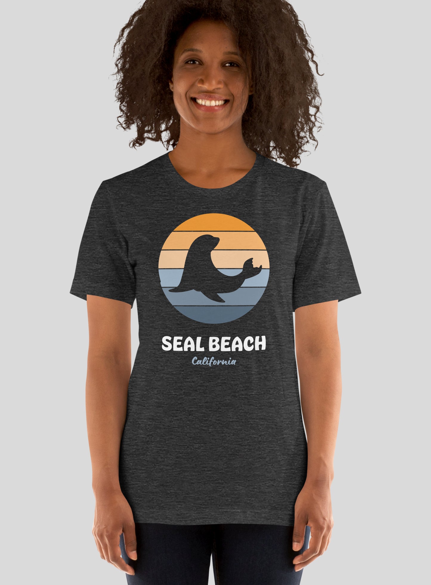 Unisex: Seal Beach Sunset Tee - Dark Grey Heather