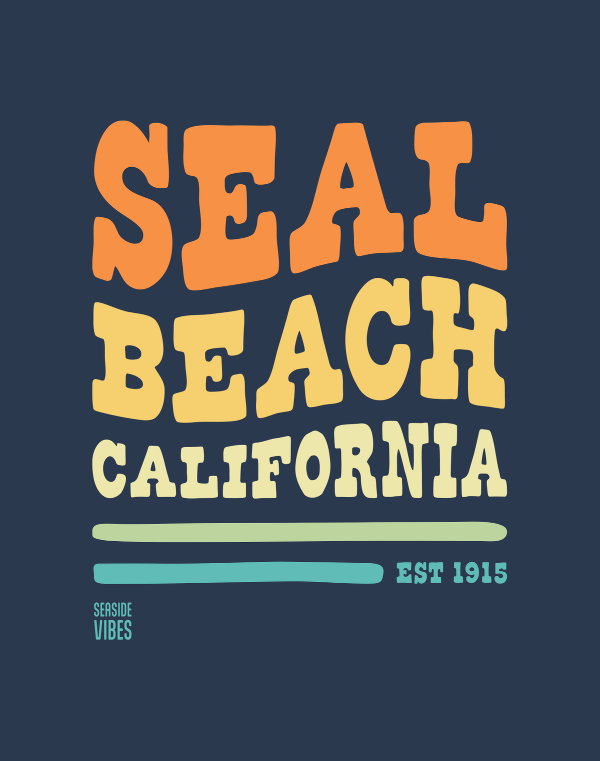 Seal Beach Vibes Tee - Cotton Blend | Midnight Navy