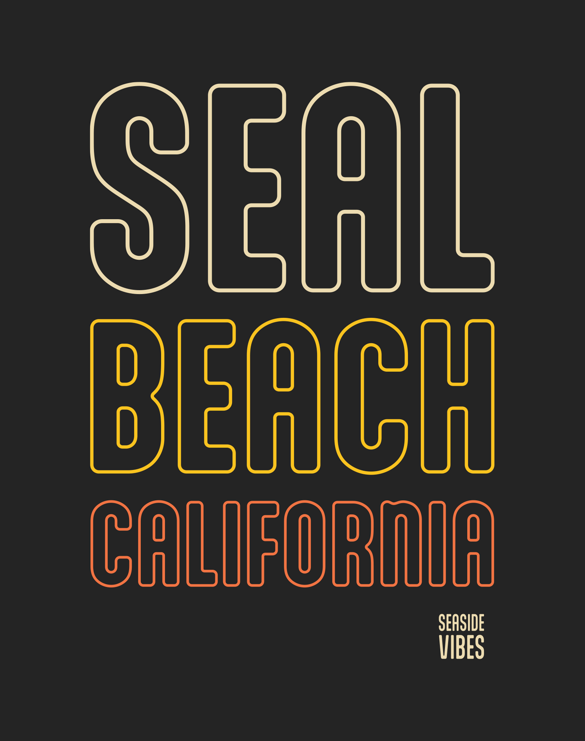Seal Beach Neon Sunset Tee - Cotton Blend | Charcoal
