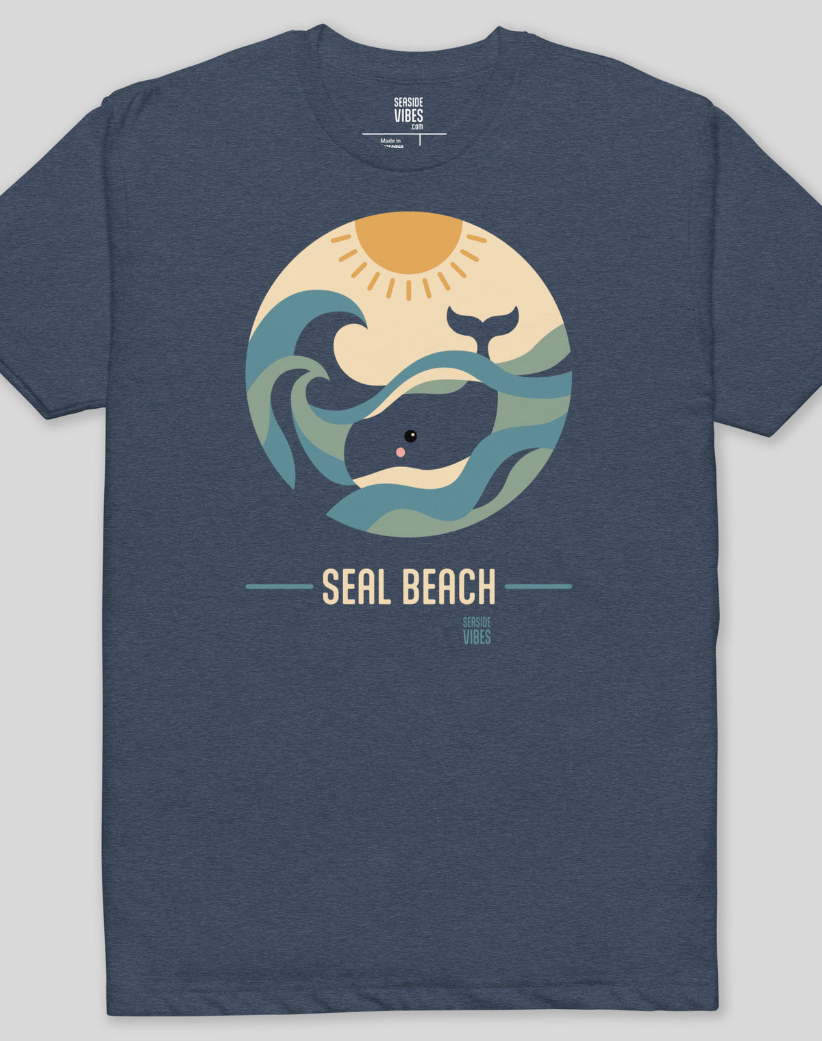 Seal Beach Whale Sunset Tee - Cotton Blend | Midnight Navy