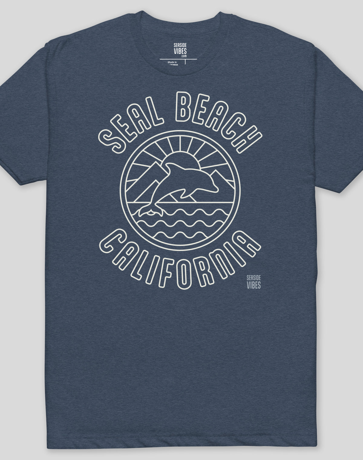Seal Beach Dolphin Sunrise Tee - Cotton Blend | Midnight Navy