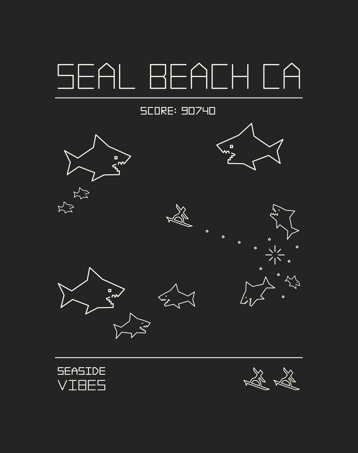 Seal Beach 1979 Shark Frenzy Tee - Cotton Blend | Charcoal