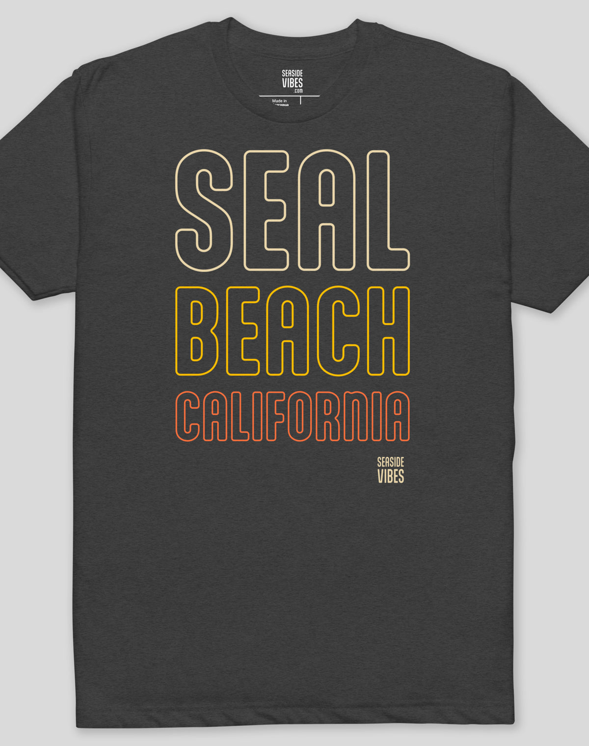 Seal Beach Neon Sunset Tee - Cotton Blend | Charcoal