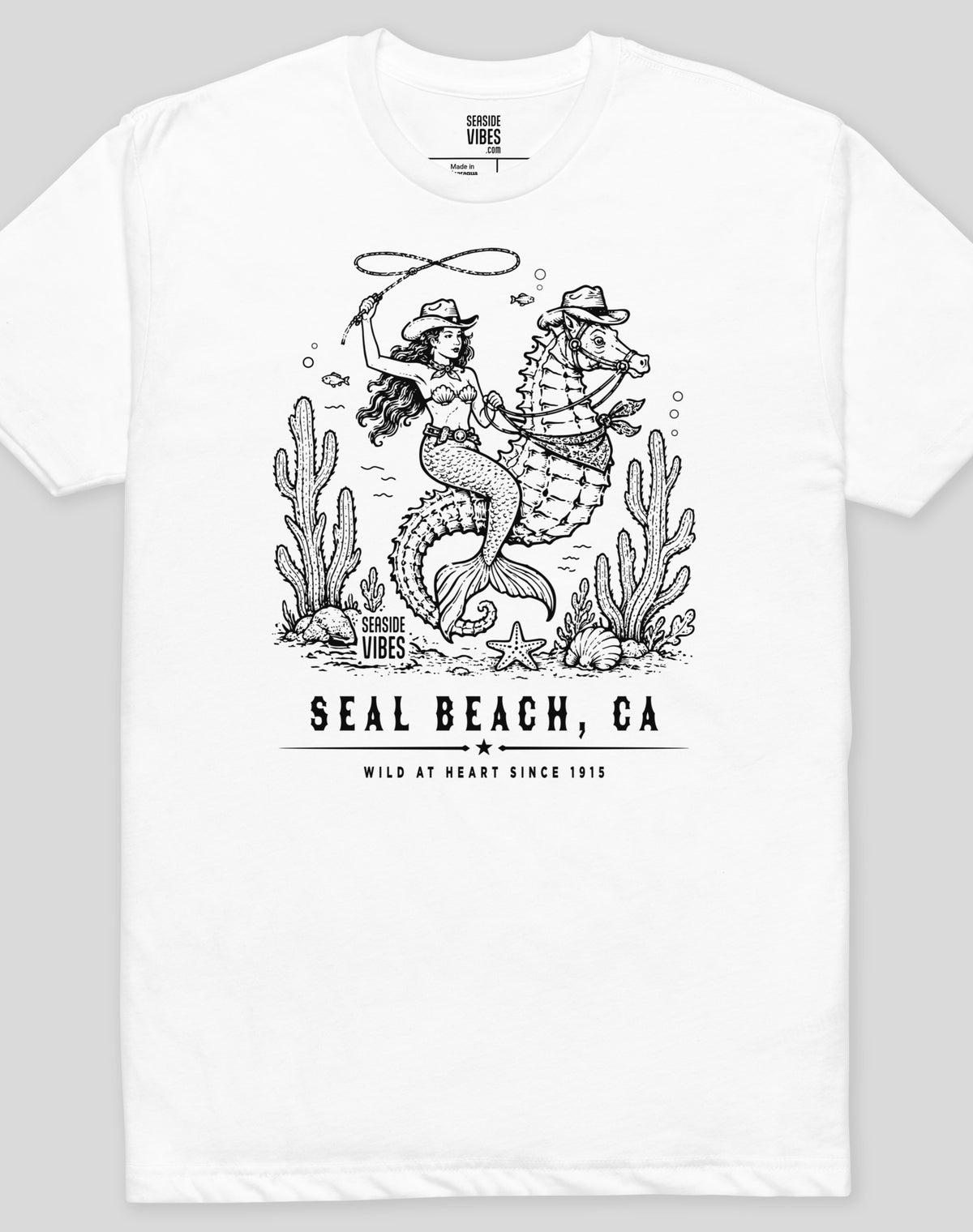 Seal Beach Wild at Heart Since 1915 Tee - Cotton Blend | White
