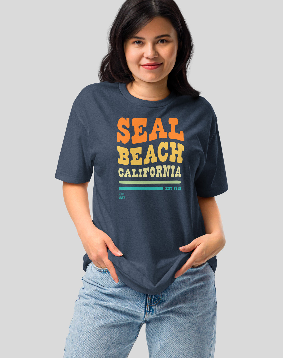 Seal Beach Vibes Tee - Cotton Blend | Midnight Navy