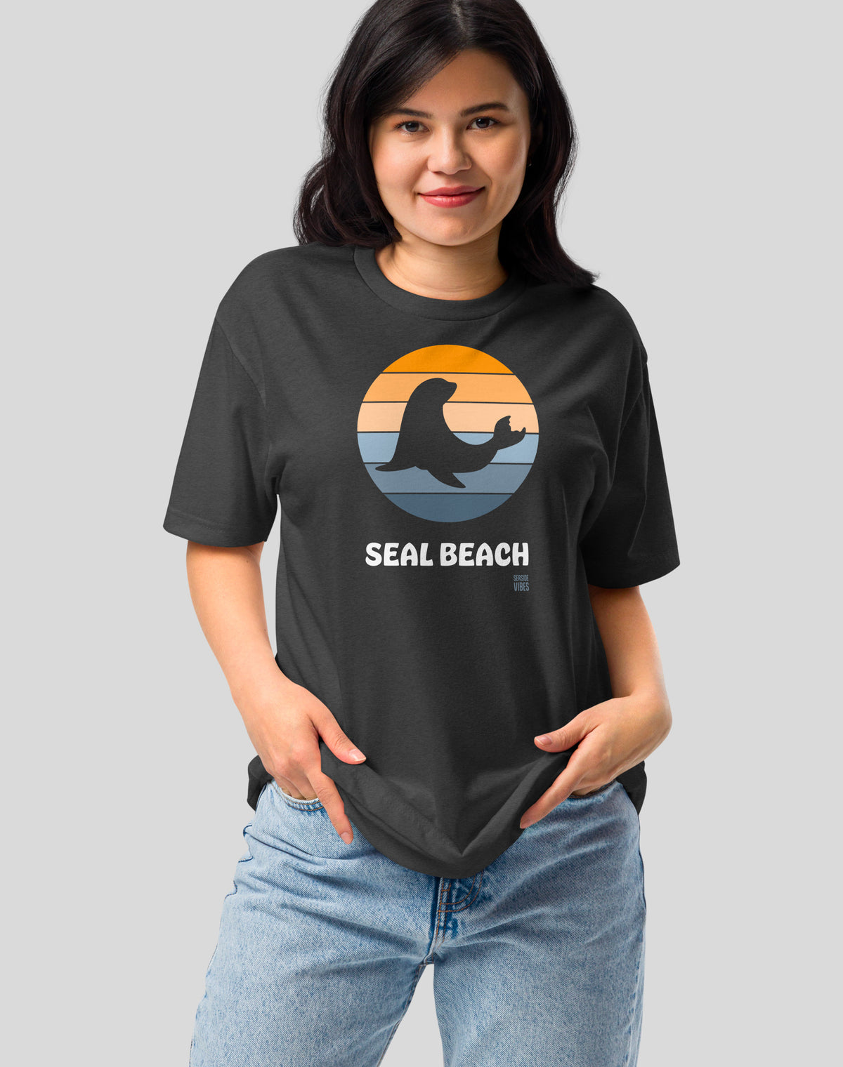 Seal Beach Sunset Tee - Cotton Blend | Charcoal
