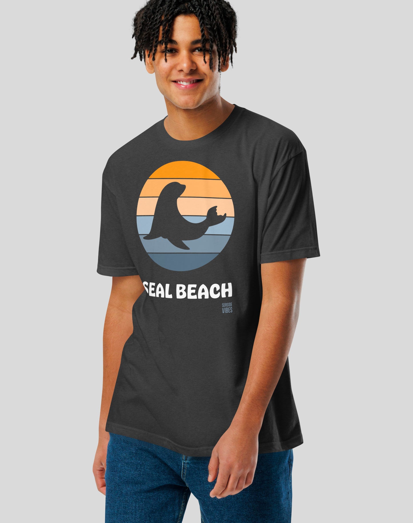 Seal Beach Sunset Tee - Cotton Blend | Charcoal
