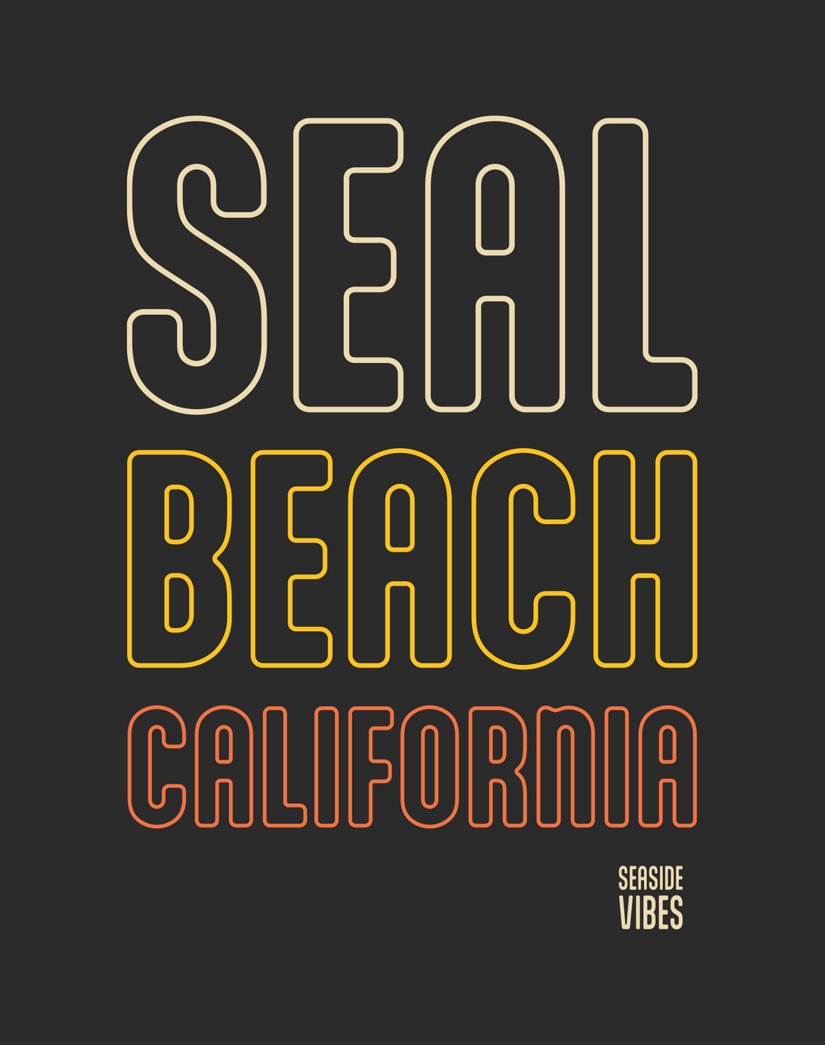 V-Neck: Seal Beach Neon Sunset Tee | Dark Grey Heather