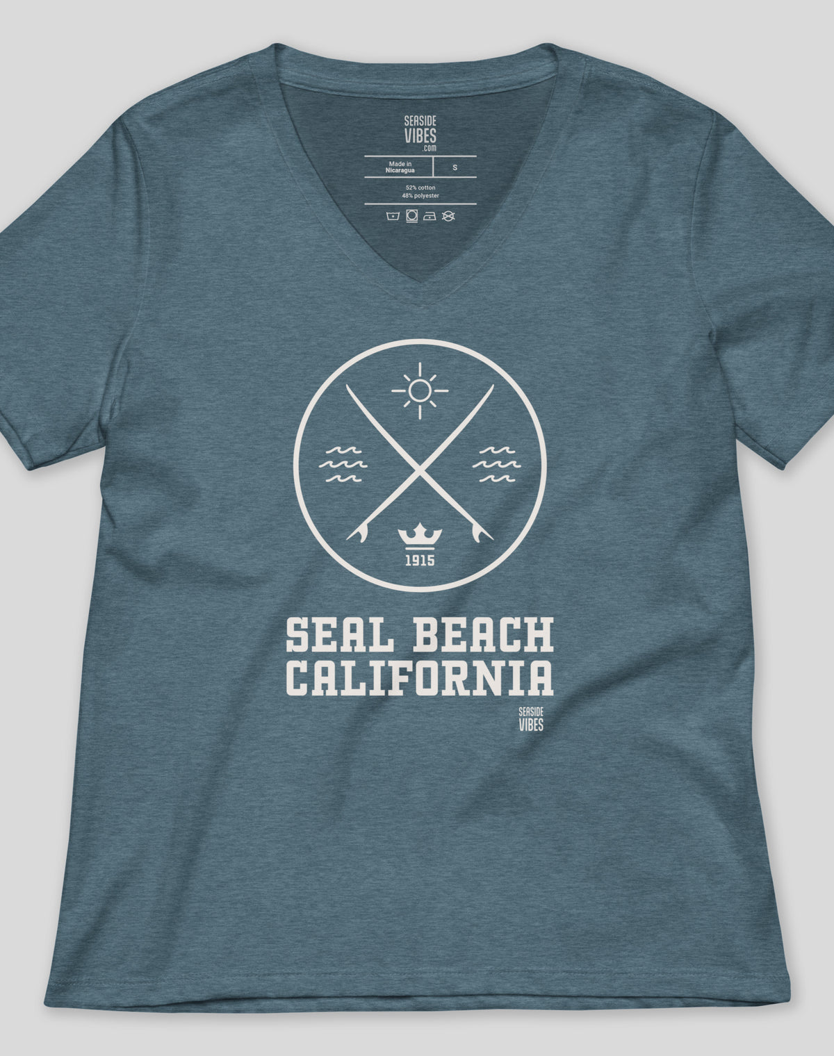 V-Neck: Seal Beach Surf Tee - Heather Slate