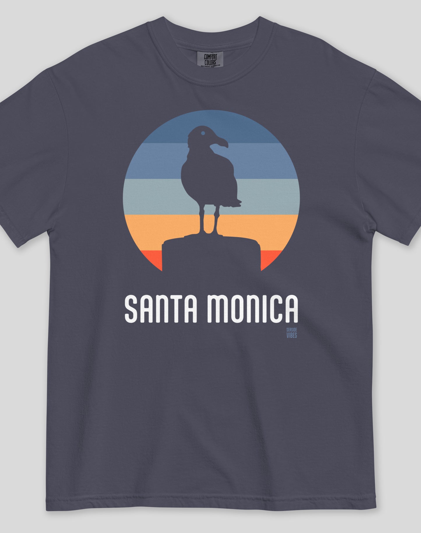 Unisex: Santa Monica Seagull Tee - 100% Cotton | Navy