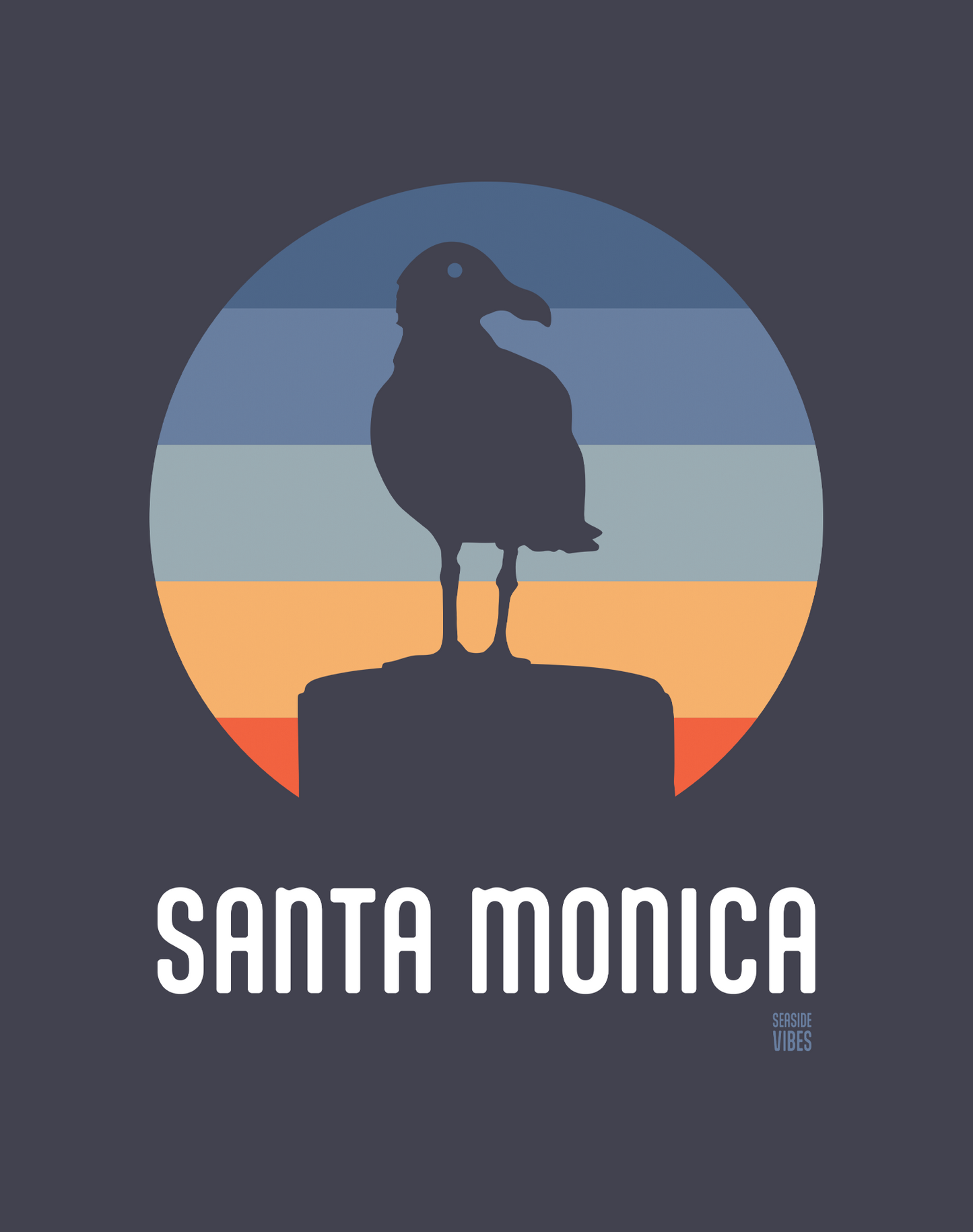 Unisex: Santa Monica Seagull Tee - 100% Cotton | Navy