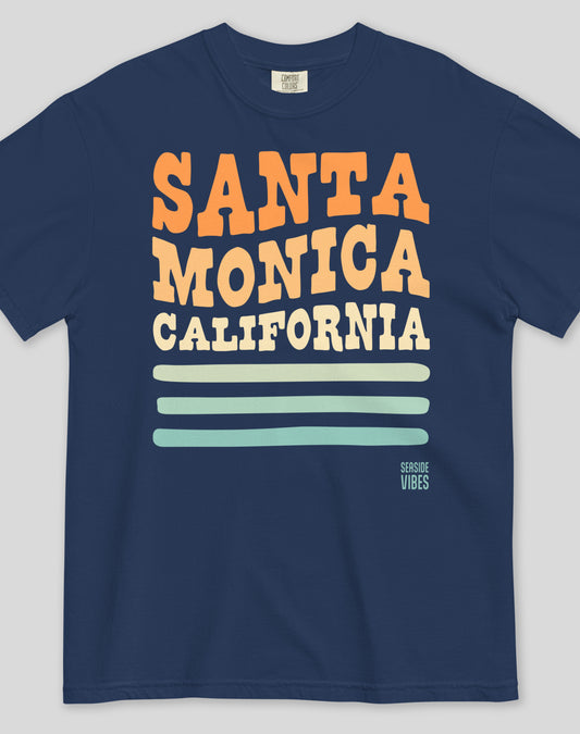 Unisex: Santa Monica Vibes Tee - 100% Cotton | True Navy
