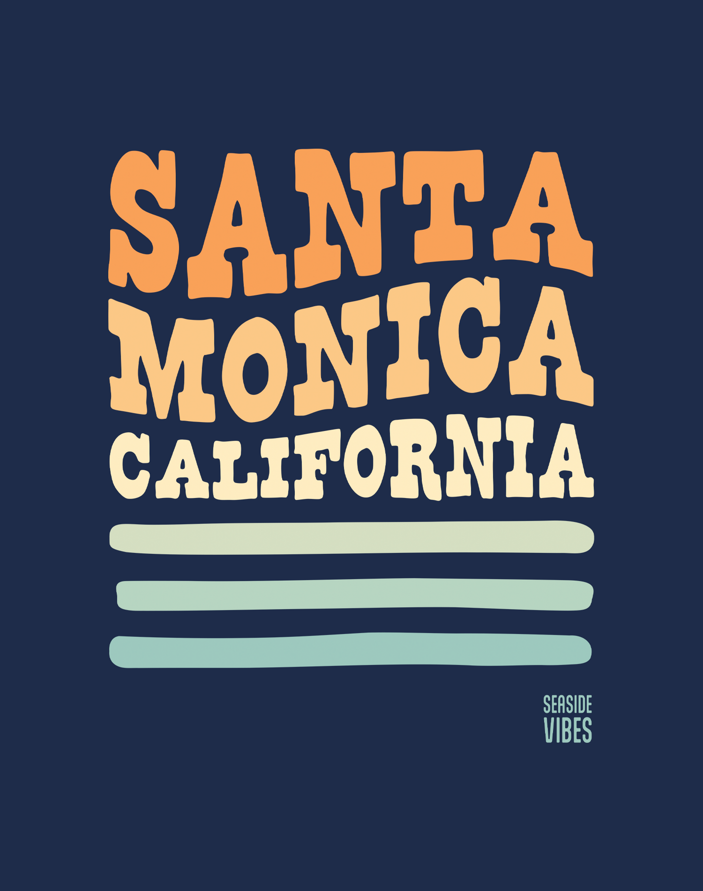 Unisex: Santa Monica Vibes Tee - 100% Cotton | True Navy