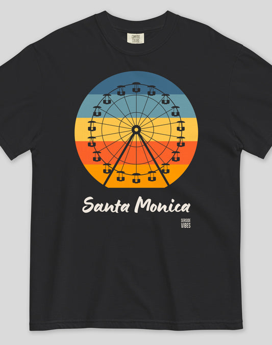 Unisex: Santa Monica Pacific Wheel Tee - 100% Cotton | Black