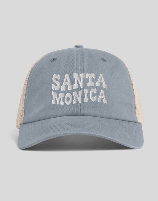 Santa Monica Vibes Sunwashed Trucker Hat | Granite/Tan