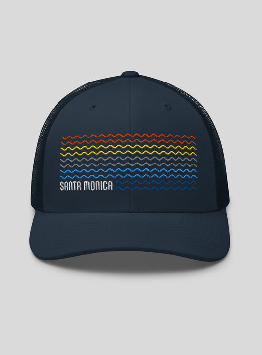 Santa Monica Sunset Trucker Hat - Navy/Navy