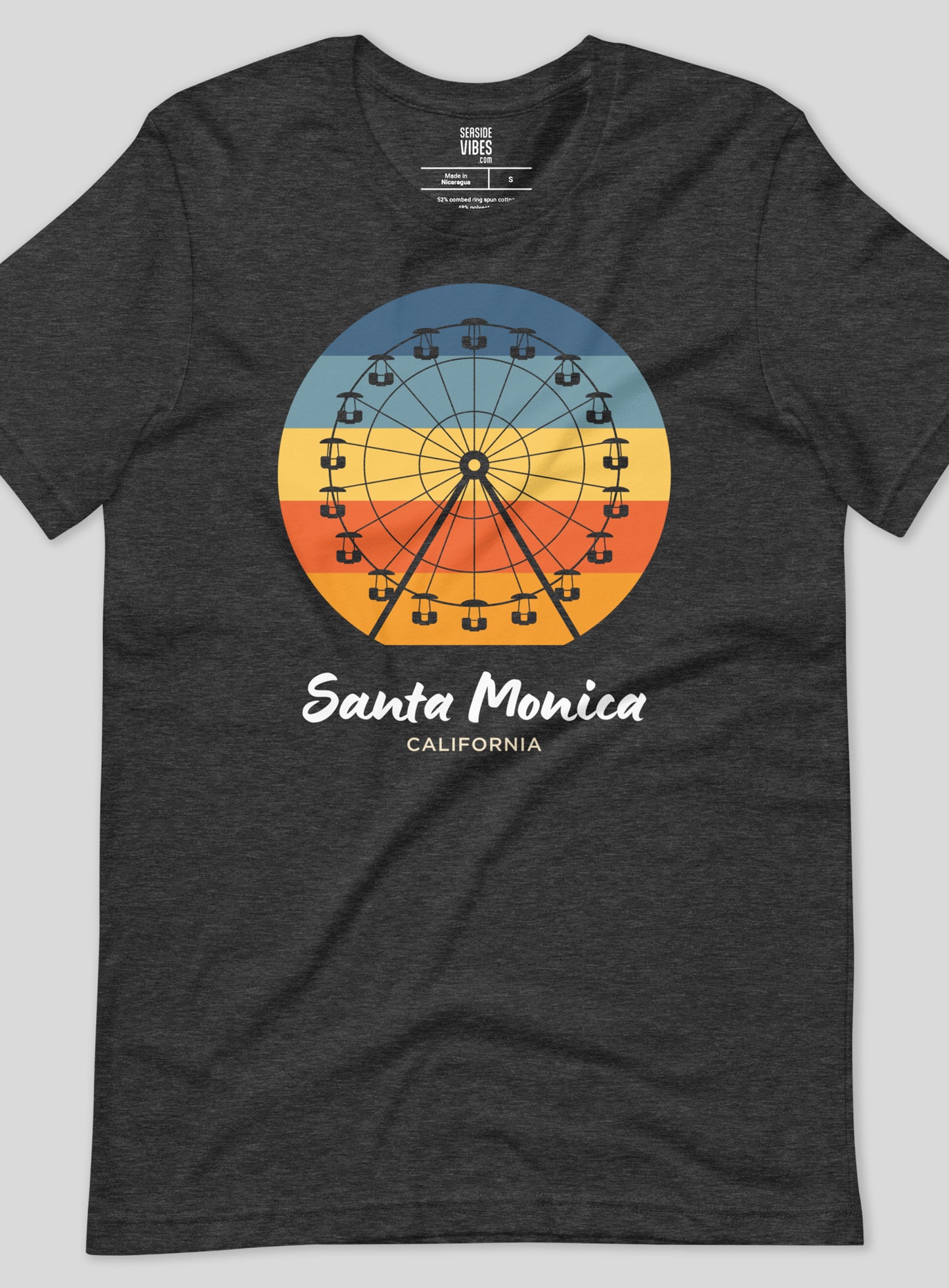 Unisex: Santa Monica Pacific Wheel Tee - Dark Grey Heather