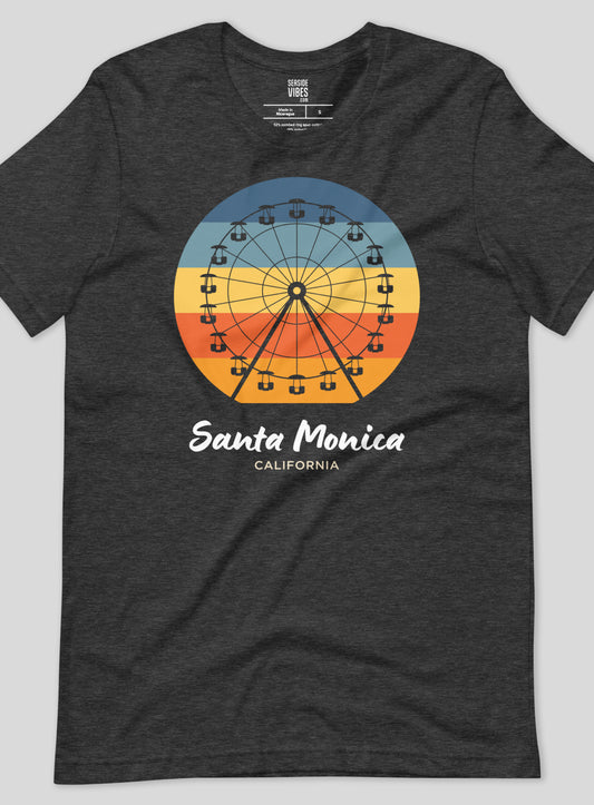 Unisex: Santa Monica Pacific Wheel Tee - Dark Grey Heather