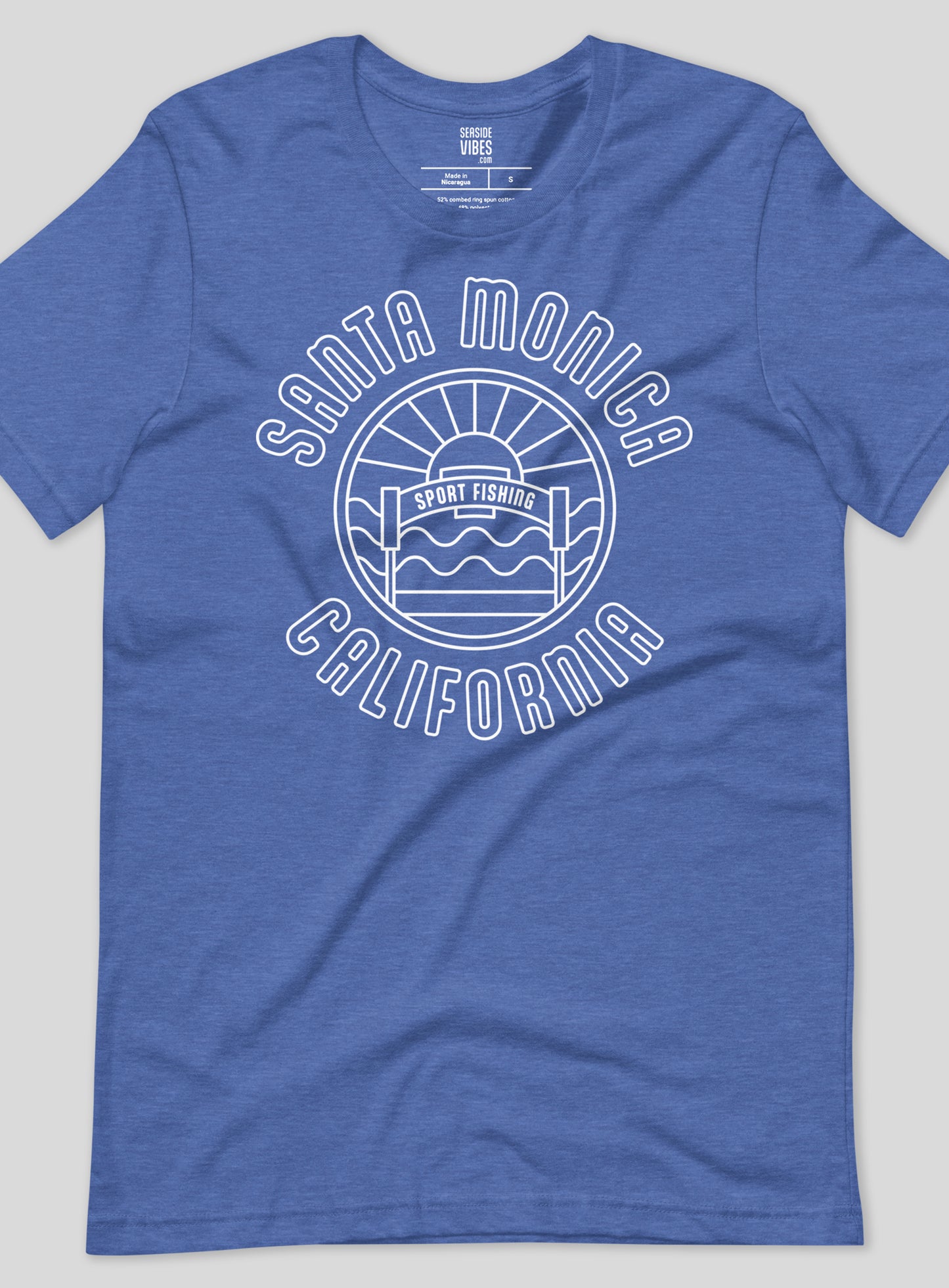 Unisex: Santa Monica Sunset Tee - Heather True Royal