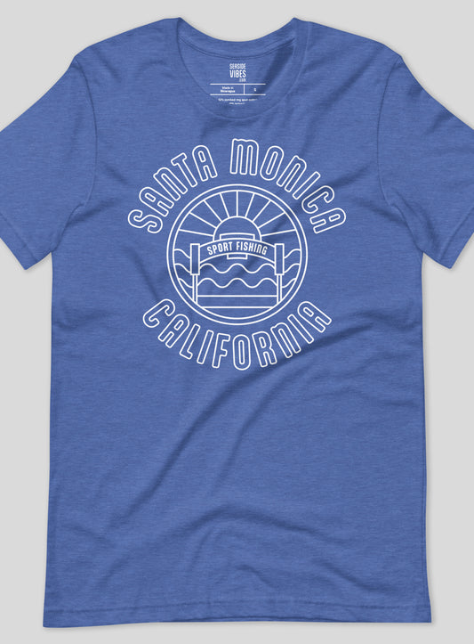 Unisex: Santa Monica Sunset Tee - Heather True Royal