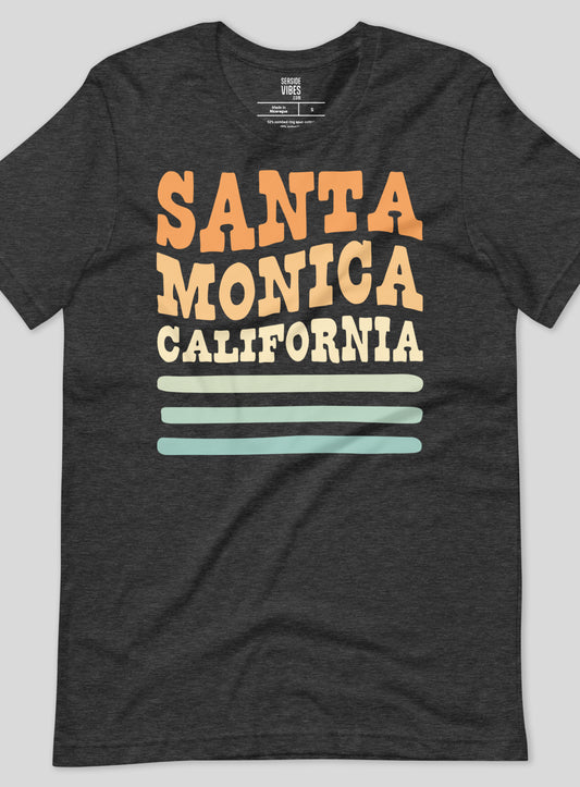 Unisex: Santa Monica Waves Tee - Dark Grey Heather