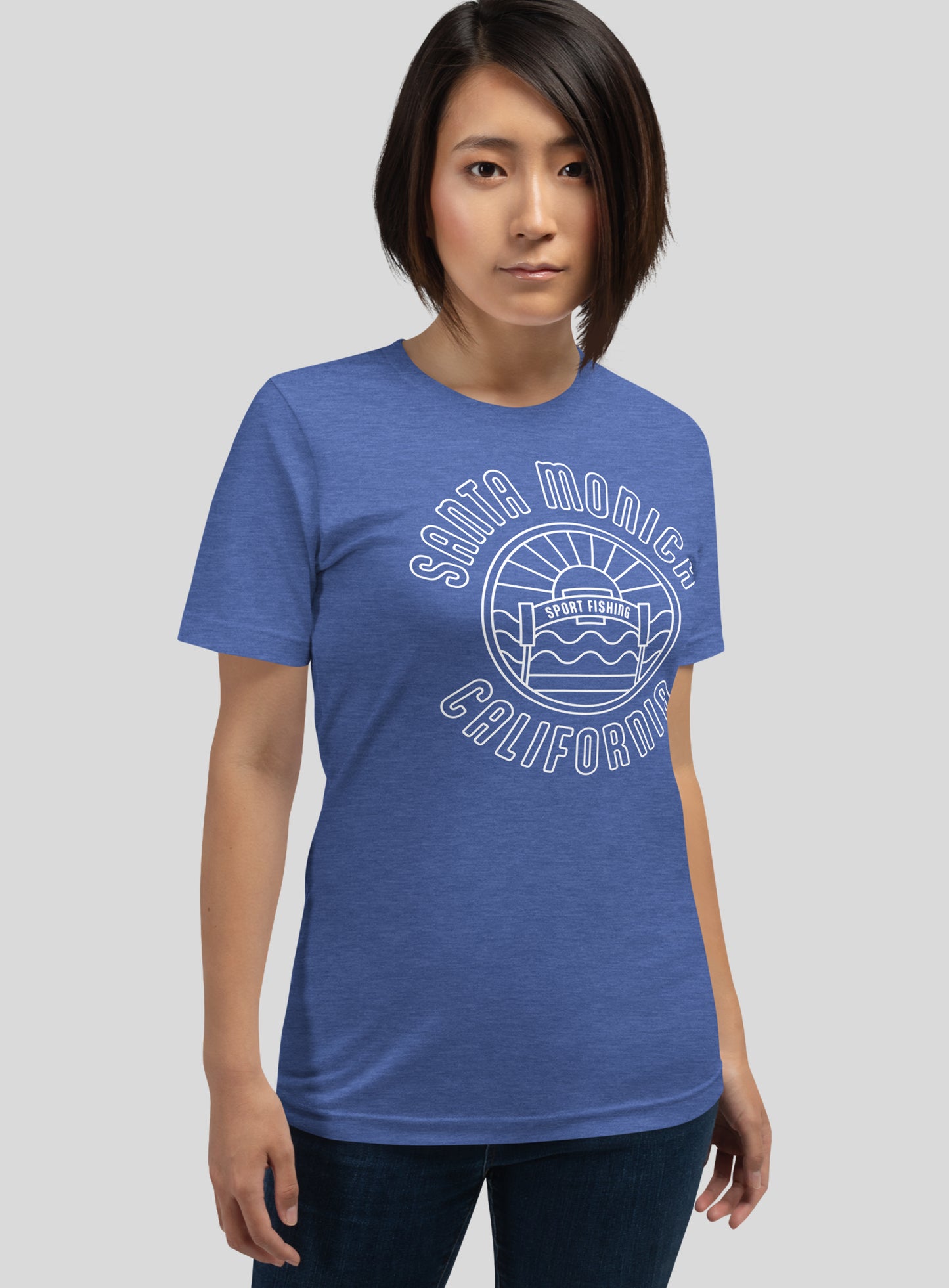 Unisex: Santa Monica Sunset Tee - Heather True Royal