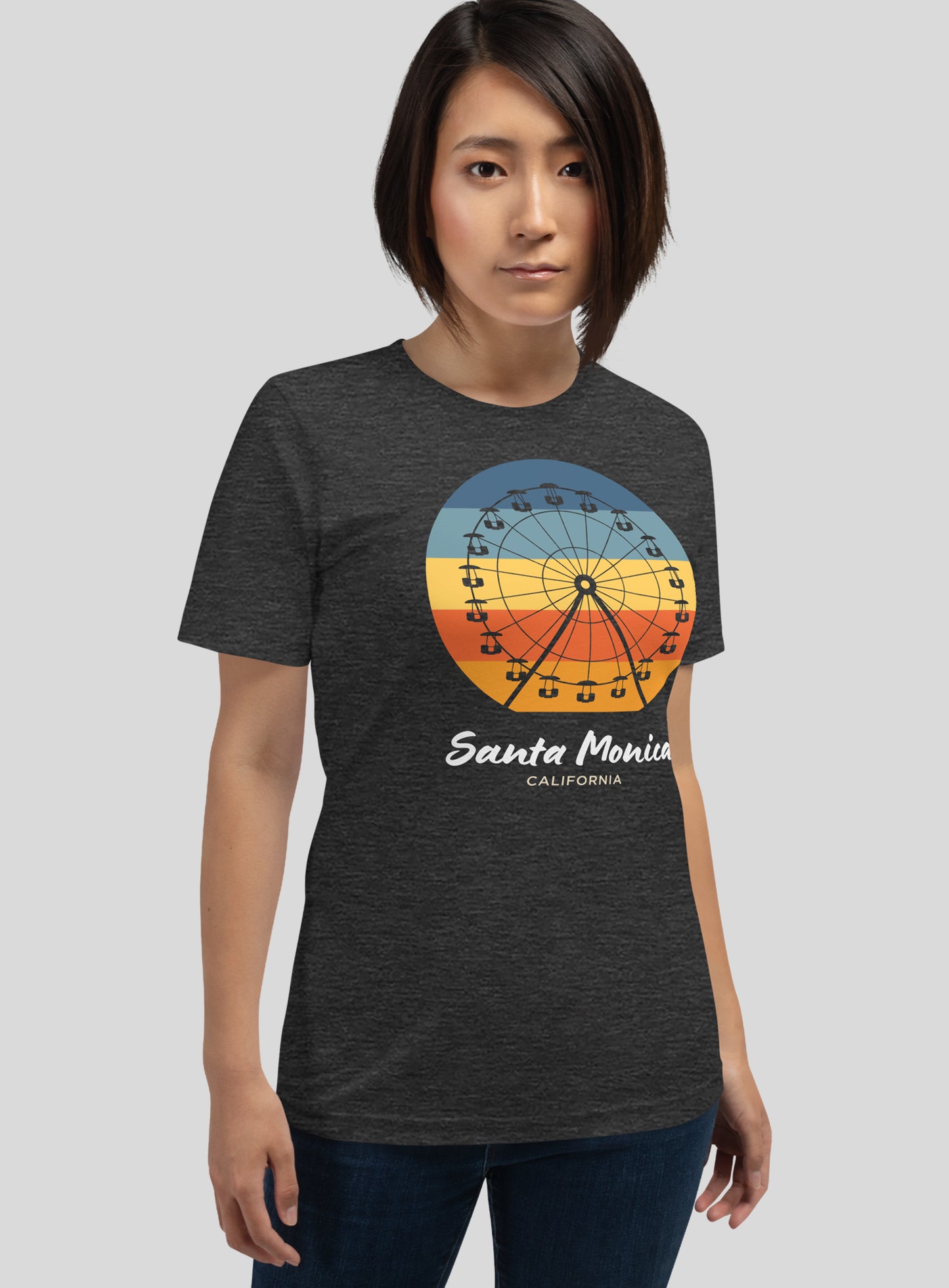 Unisex: Santa Monica Pacific Wheel Tee - Dark Grey Heather