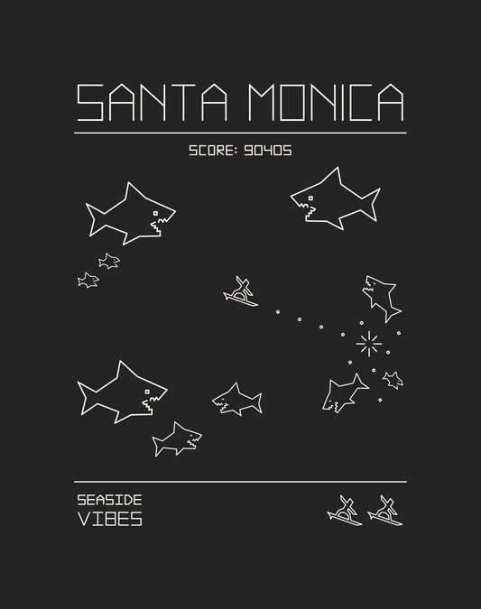 Santa Monica 1979 Shark Frenzy Tee - Cotton Blend | Charcoal