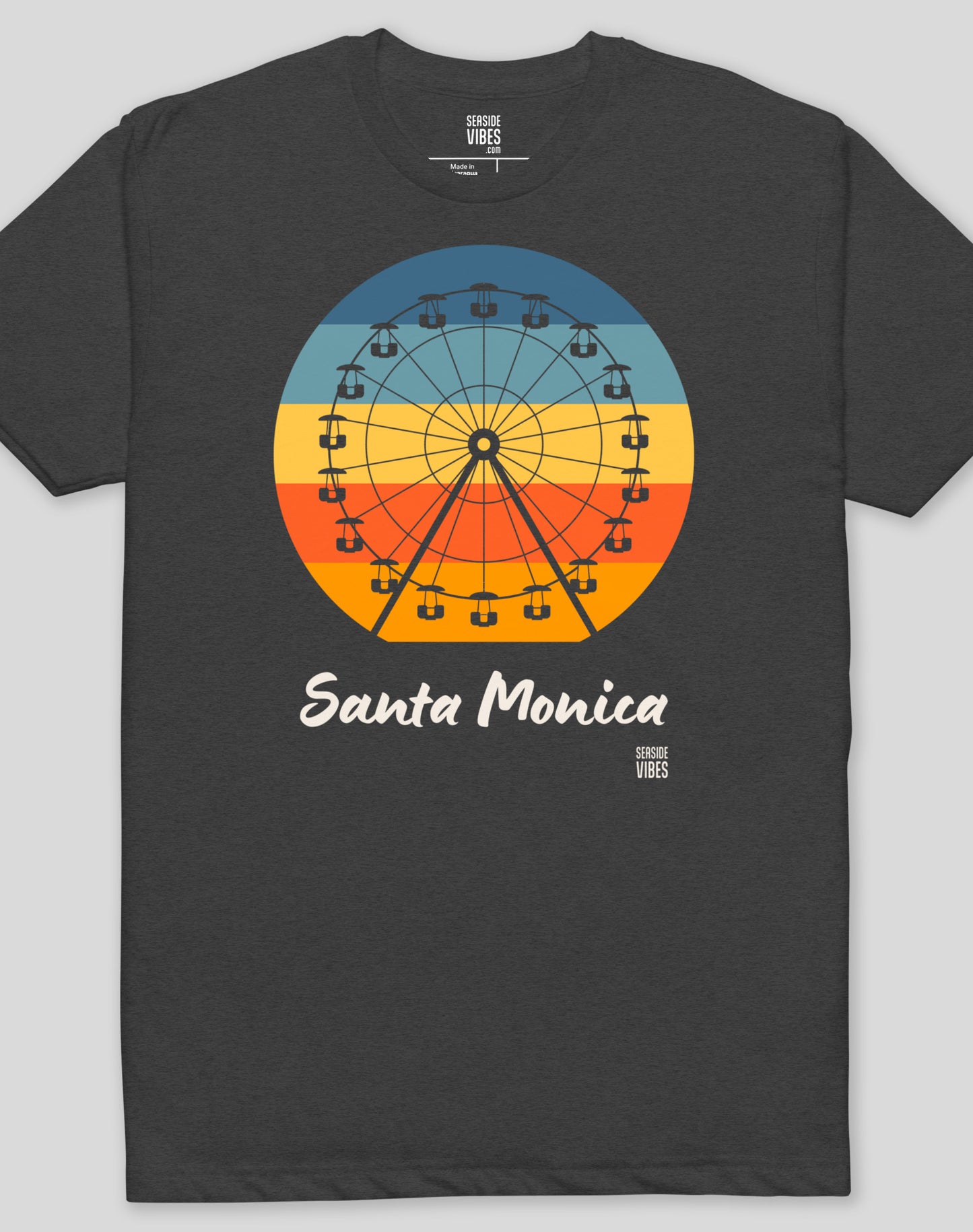 Santa Monica Pacific Wheel Tee - Cotton Blend | Charcoal