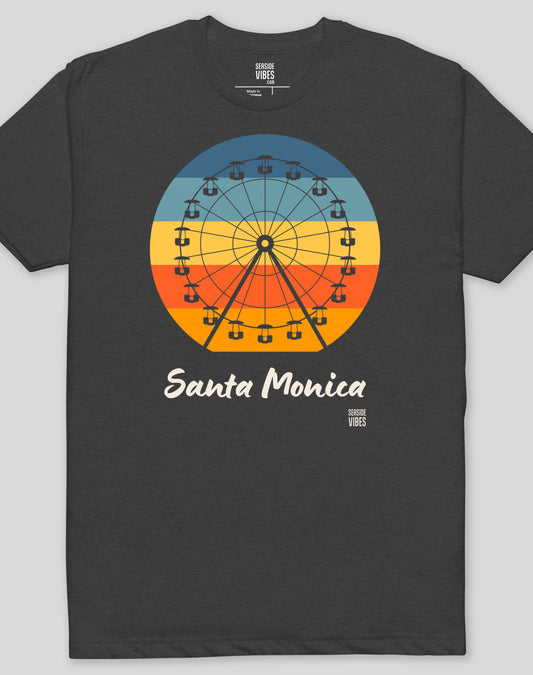 Santa Monica Pacific Wheel Tee - Cotton Blend | Charcoal