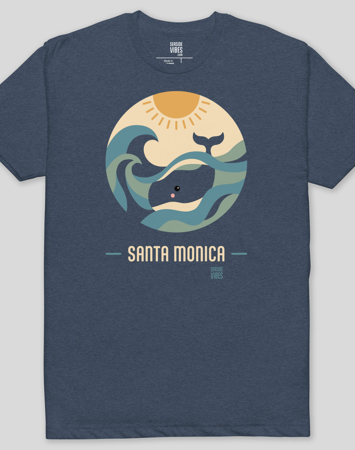 Santa Monica Whale Sunset Tee - Cotton Blend | Midnight Navy