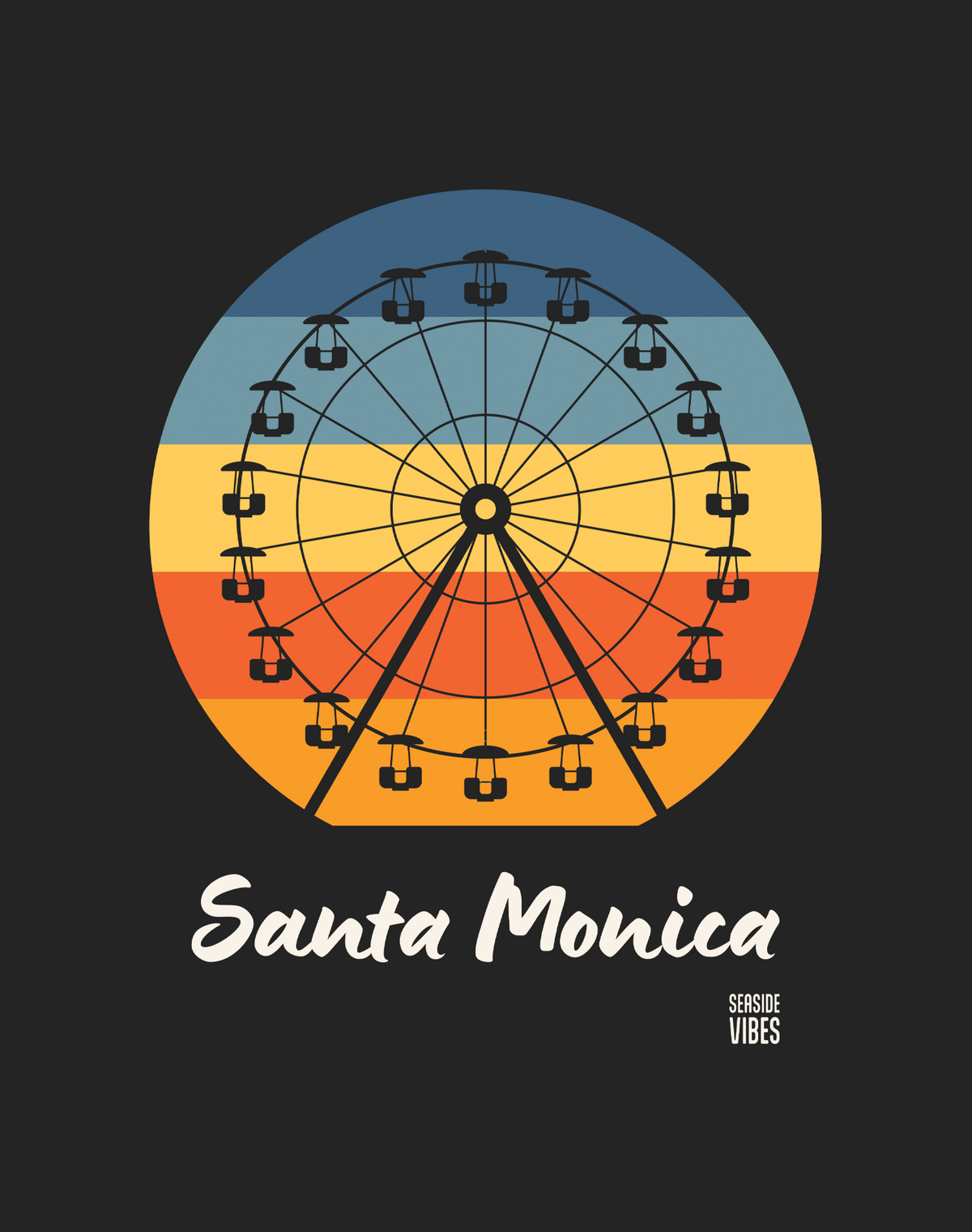 Santa Monica Pacific Wheel Tee - Cotton Blend | Charcoal