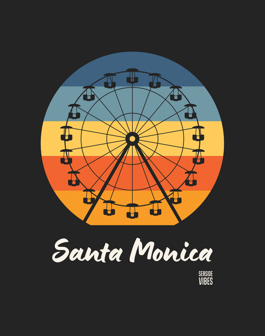 Santa Monica Pacific Wheel Tee - Cotton Blend | Charcoal