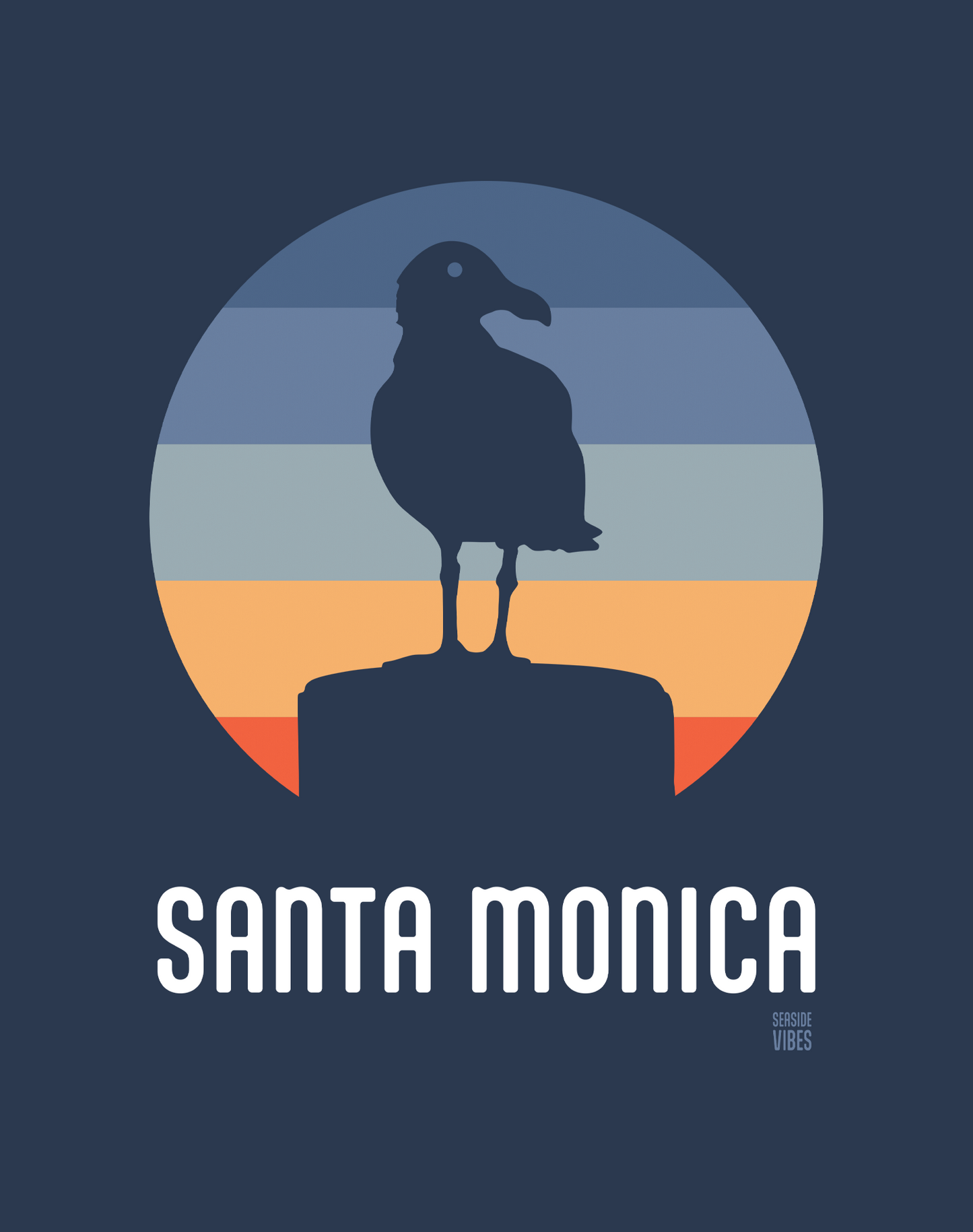 Santa Monica Seagull Sunset Tee - Cotton Blend | Midnight Navy